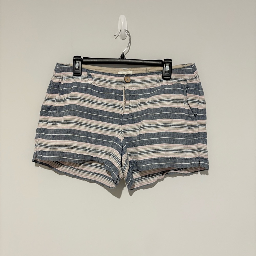 St. Tropez Linen Chino Striped Shorts blue pink‎ size 8